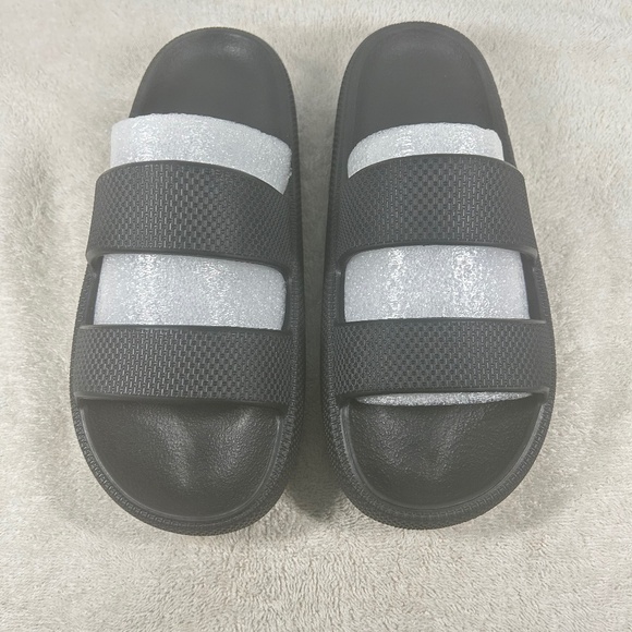Victoria's Secret PINK- DOUBLE STRAP SLIDES Black, MEDIUM (7-8) NEW - Picture 1 of 5